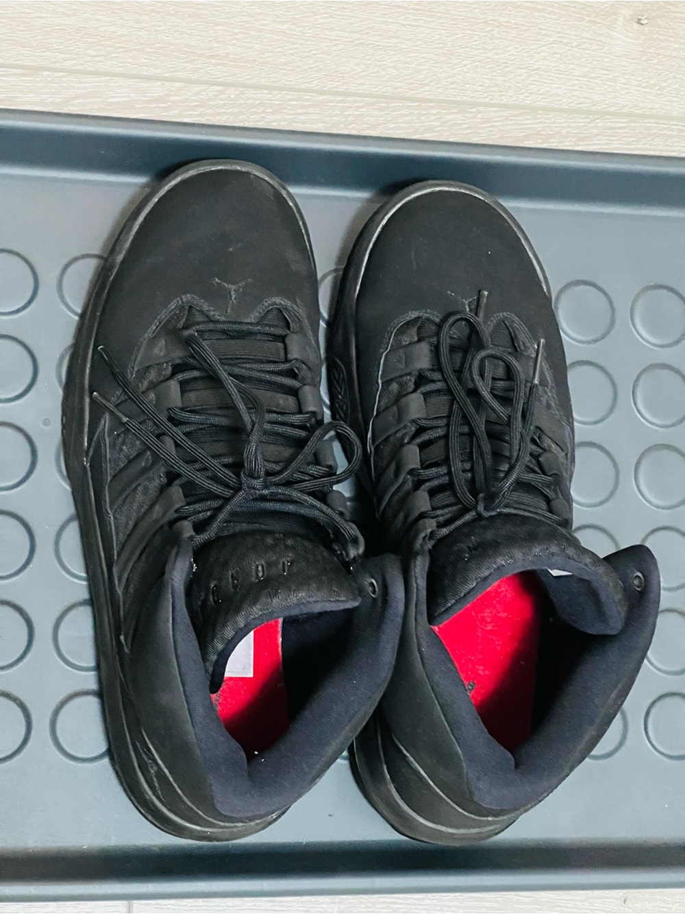Jordan Men's Black Athletic Sneakers with Red Insoles